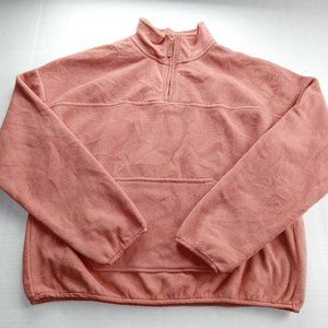 Hippie Rose Women's Quarter Zip Fleece Pullover Size Large Mocha Rose Pocket